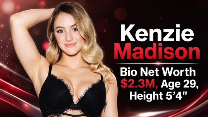 Kenzie Madison image with bio headline showing net worth $2.3M, age 29, and height 5'4