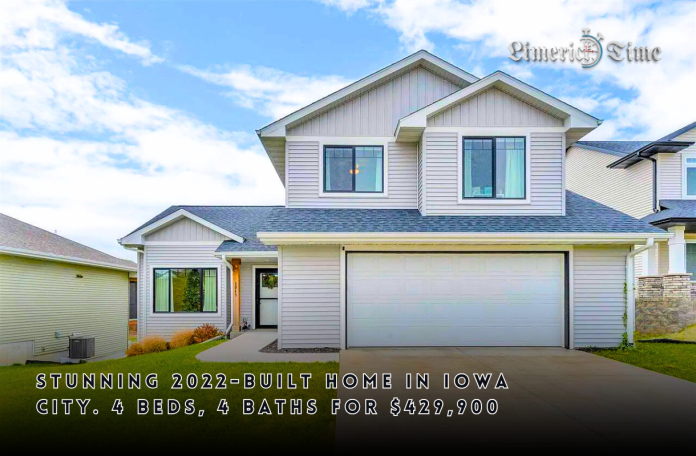 Stunning 2022-Built Home in Iowa City: 4 Beds, 4 Baths for $429,900