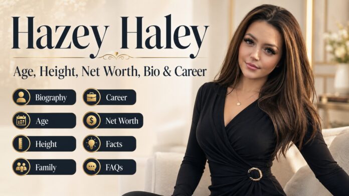 Hazey Haley biography image with biography title and highlights including age, height, net worth, bio, career, family, facts, and FAQs.